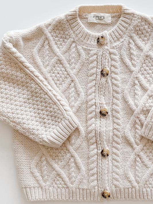 Cable Knit Cardigan in Cream